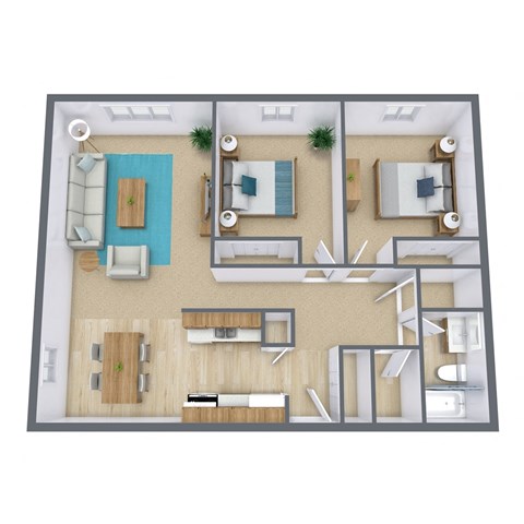 a 3d drawing of the roommates roommates floor plan