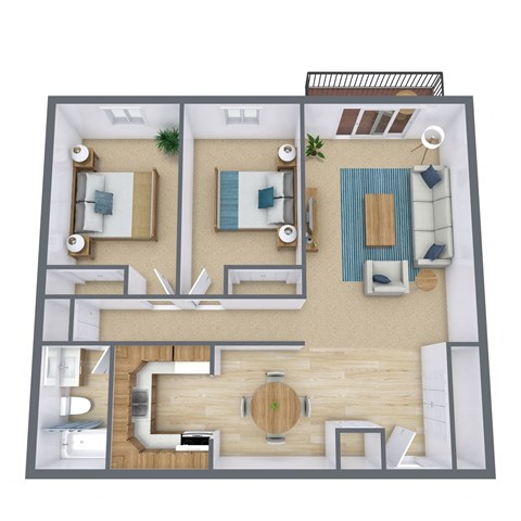 a floor plan of a bedroom with a bathroom and a living room