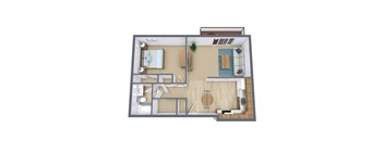 a floor plan of a bedroom with a bathroom and a living room