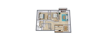 a floor plan of a house with a bedroom and a living room