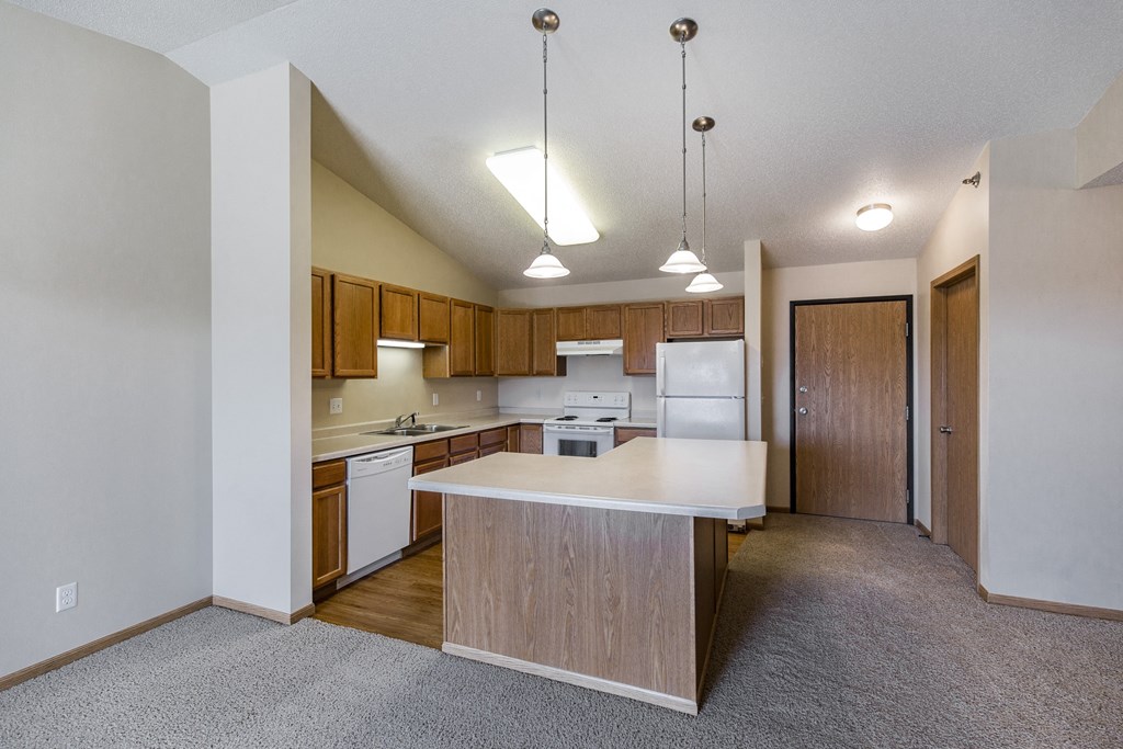 Open Kitchen and Living Room at Sunset Ridge Apartments in Bismarck, 58503 ND