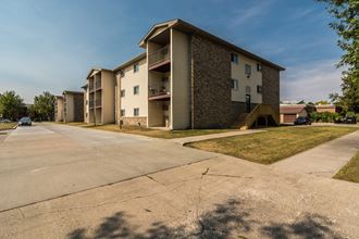 Grand Forks, ND Sunview apartments. Exterior view of the three level  Sunview apartments
