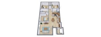 Thunder Creek Apartments in Fargo, ND | Three Bedroom Floor Plan 32b
