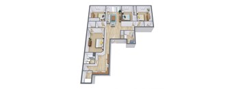 Thunder Creek Apartments in Fargo, ND | Four Bedroom Floor Plan 42a