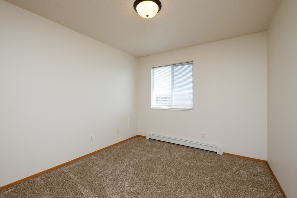 a spacious living room with carpet and a window Fargo, ND Thunder Creek Apartments