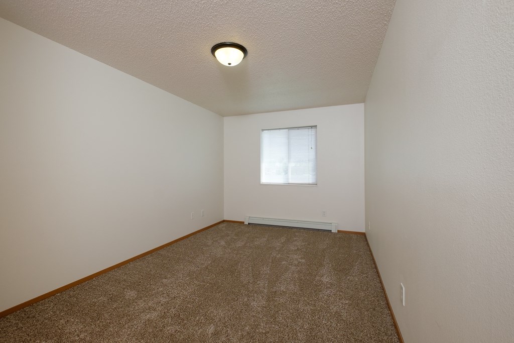 an empty room with carpet and a window. Fargo, ND Thunder Creek Apartments