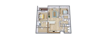a floor plan of a house with a bedroom and a living room