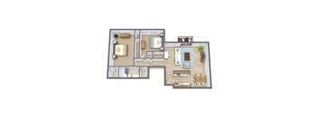 a floor plan of a house with a bedroom and a living room