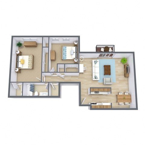 a floor plan of a house with a bedroom and a living room