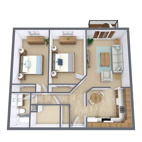 Westwood Estates Apartments | Fargo, ND | Two Bedroom Floor Plan 21F