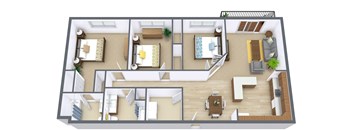Wolf Creek Apartments | Three Bedroom | Plan 32A