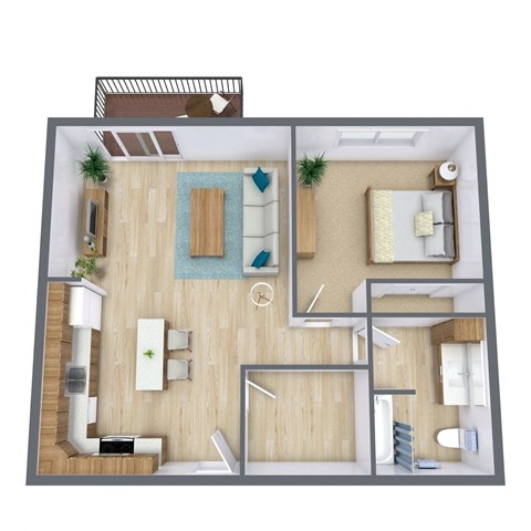 a floor plan of a bedroom with a bathroom and a living room