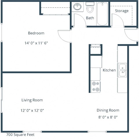 Granger Court Apartments in Fargo, ND | One Bedroom Floor Plan 11A