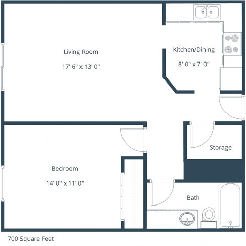 Granger Court Apartments in Fargo, ND | One Bedroom Floor Plan 11C