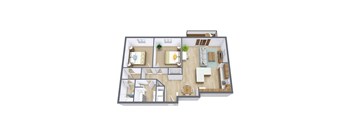 Granger Court Apartments in Fargo, ND | Two Bedroom Floor Plan 22A