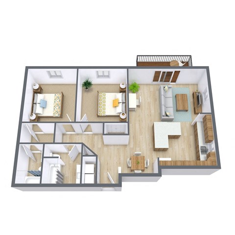 Granger Court Apartments in Fargo, ND | Two Bedroom Floor Plan 22A