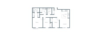 Granger Court Apartments in Fargo, ND | Three Bedroom Floor Plan 32A