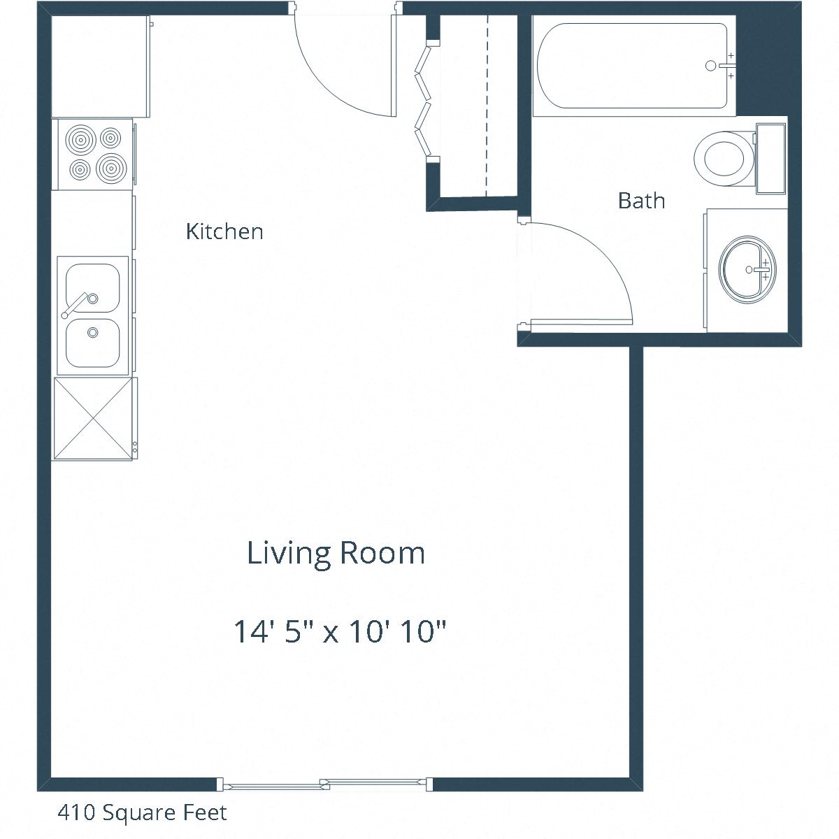 Autumn Ridge Apartments in Grand Forks, ND | Efficiency Floor Plan 01A