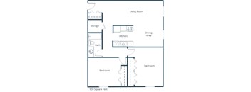 Cherry Creek Apartments in Grand Forks, ND | Two Bedroom Floor Plan 21A