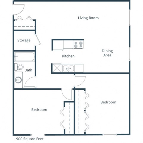 Cherry Creek Apartments in Grand Forks, ND | Two Bedroom Floor Plan 21A