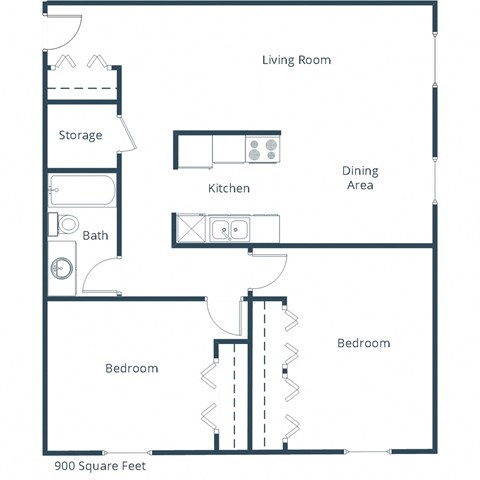 Cherry Creek Apartments |Two Bedroom Floor Plan A