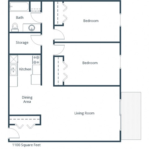 Cherry Creek Apartments in Grand Forks, ND | Two Bedroom Floor Plan 21B