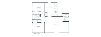 Oakview Townhomes | Two Bedroom Floor Plan A