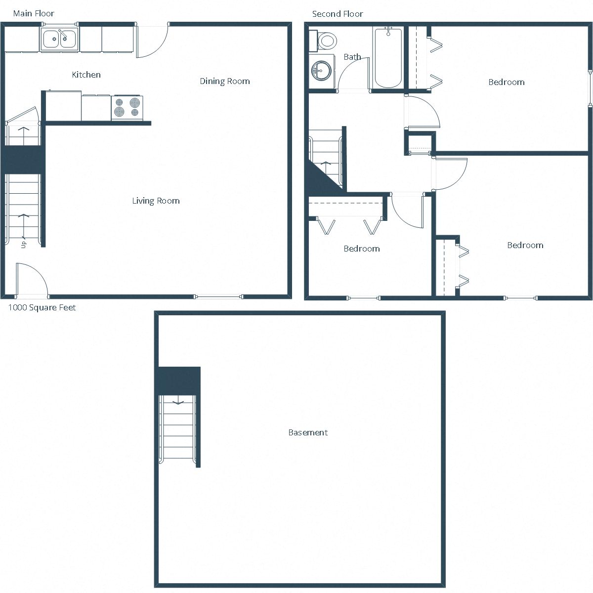 Oakview Townhomes in Grand Forks, ND | Three Bedroom Floor Plan 31A