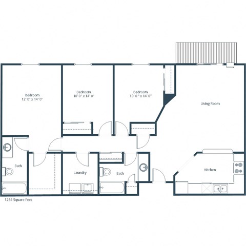 Primrose Court Apartments | Three Bedroom Floor Plan A