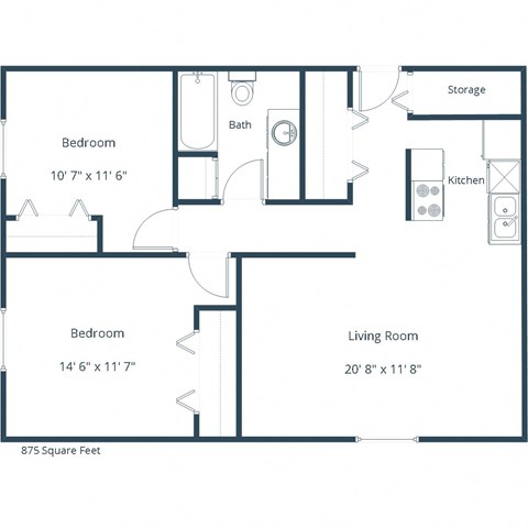 Southview III Apartments | Two Bedroom Floor Plan A