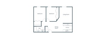 Southview III Apartments in Grand Forks, ND | Two Bedroom Floor Plan 21B