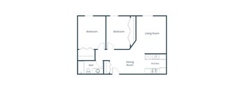 Southview III Apartments | Two Bedroom Floor Plan B
