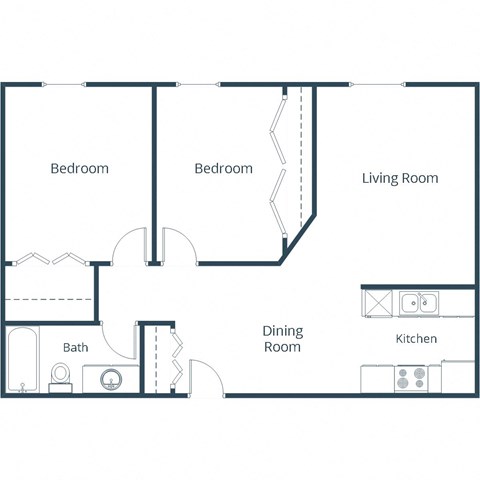 Southview III Apartments | Two Bedroom Floor Plan B