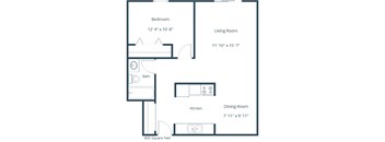 Sunview Apartments in Grand Forks, ND | One Bedroom Floor Plan 11A