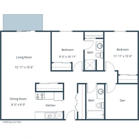 Sunview Apartments in Grand Forks, ND | Two Bedroom Floor Plan 2175B