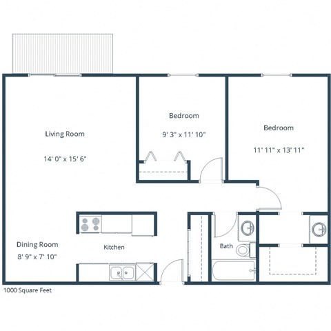 Sunview Apartments in Grand Forks, ND | Two Bedroom Floor Plan 21C