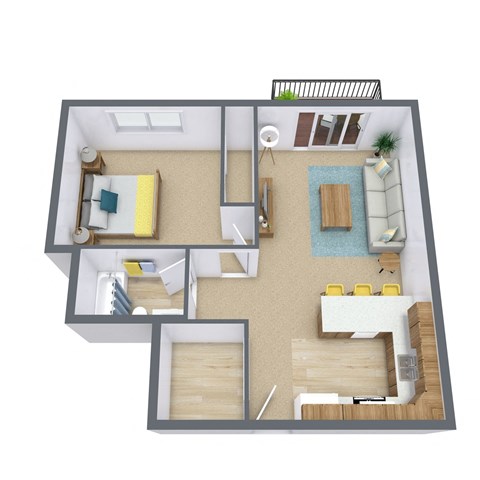 Aspen Ridge Apartments in Fargo, ND | One Bedroom Floor Plan 11B