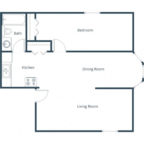 Faul 4-Plex Apartments in Grand Forks, ND | One Bedroom Floor Plan 11A
