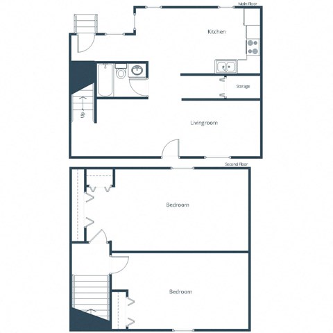 Faul 4-Plex Apartments in Grand Forks, ND | Two Bedroom Floor Plan 21A