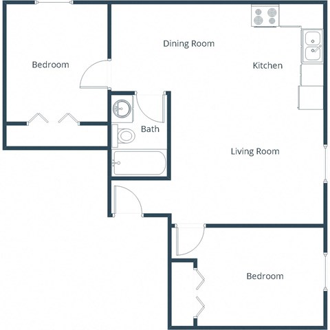 Faul 4-Plex Apartments in Grand Forks, ND | Two Bedroom Floor Plan 21B