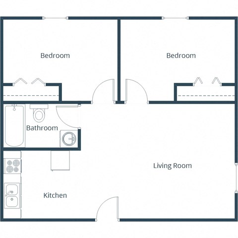 Faul 4-Plex Apartments in Grand Forks, ND | Two Bedroom Floor Plan 21C