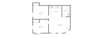 Gateway Apartments | Two Bedroom 3/4 Bath Floor Plan A