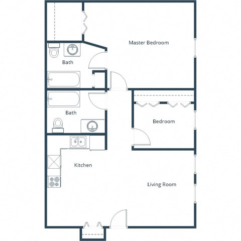 Louise Apartments in Grand Forks, ND | Two Bedroom Floor Plan 22A