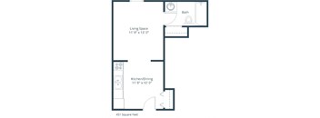 Stanford Court Apartments in Grand Forks, ND | Efficiency Floor Plan 01A