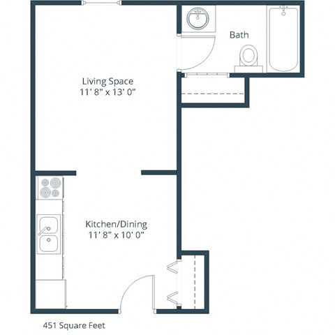 Stanford Court Apartments in Grand Forks, ND | Efficiency Floor Plan 01A