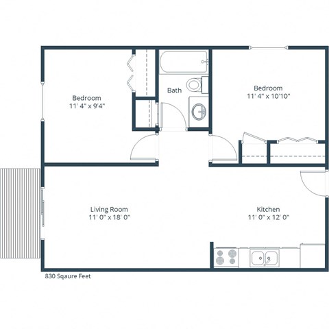 Stanford Court Apartments in Grand Forks, ND | Two Bedroom Floor Plan 21A