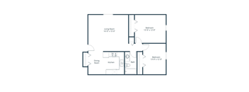 Belmont Apartments in Bismarck, ND | Two Bedroom Floor Plan 21B
