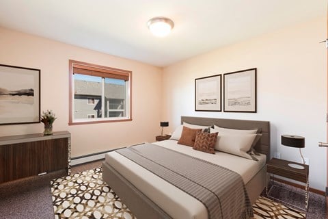 Comfortable Bedroom at Stonefield Apartments in Bismarck, ND