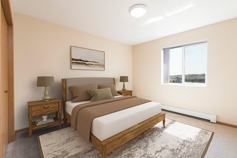 Bright Bedroom at Sunset Ridge Apartments in Bismarck, ND