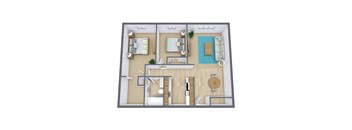 Bradbury Apartments in Bismarck, ND | Two Bedroom Floor Plan 21A